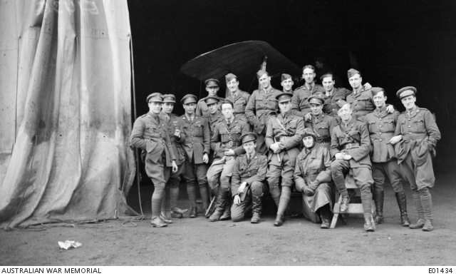 Group Portrait Of Officers Of The 68Th Squadron, Australian Flying Corps, At Baizieux, After The Fighting At Cambrai
