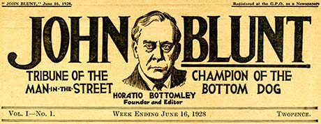 The first issue of Horatio Bottomley's John Blunt Magazine, dated 16 June 1928
