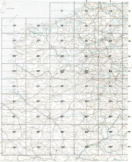 Part Of The Grid System As Used In The Great War