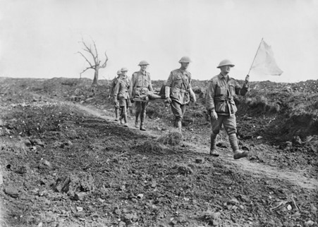 28Th August 1916, Australian Stretcher Bearers Passing The Old Cemetery Of Pozières, Having Come Out Of The Line Near Mouquet Farm