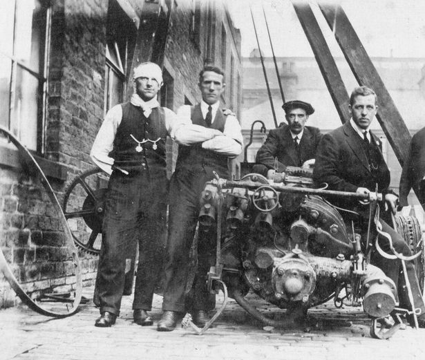 Surviving Firemen With Their Wrecked Fire Engine At Low Moor