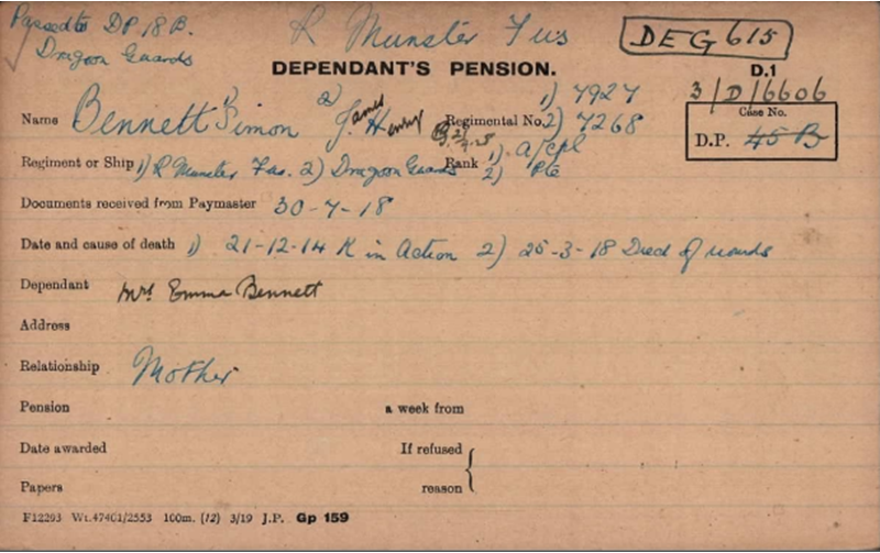 Pension Card Simon Bennett