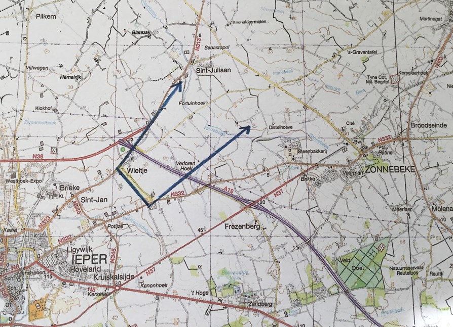 Map Of Area Between Blue Lines Over Which 1:7 King’S Advanced