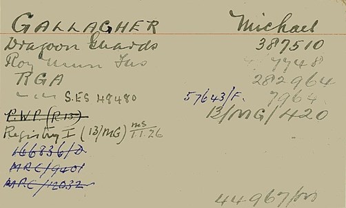 Pension Card For Michael Gallagher