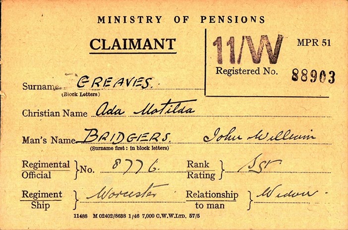 John William Bridgers Card