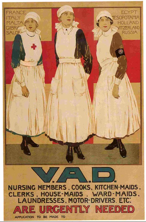 A promotional poster encouraging young women to become VADs