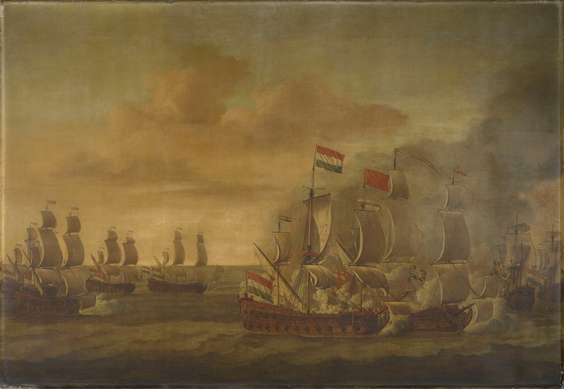 Painting 'The Action Of The Kingfisher With Seven Algerine Ships, 1 June 1681' By Willem Van Der Velde