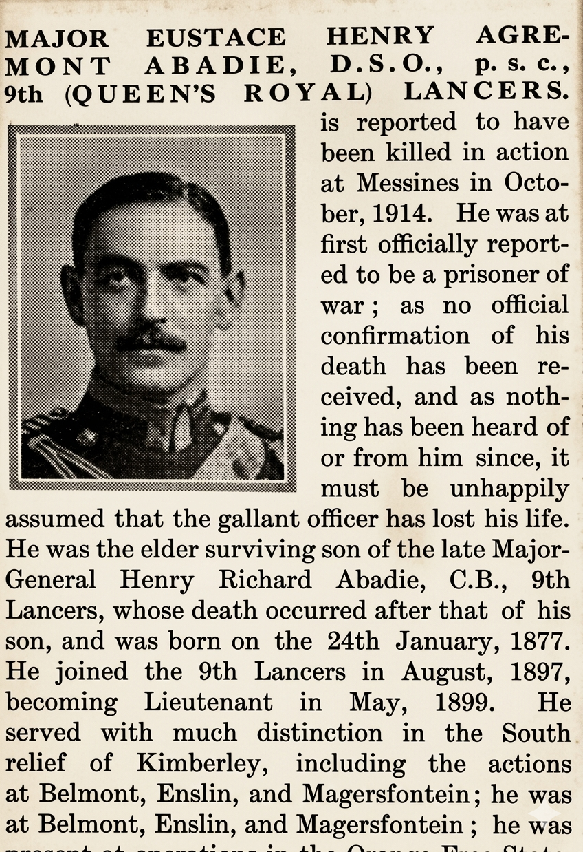 Major Abadie Bond Of Sacrifice Entry Number 1