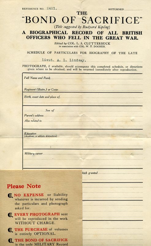 Bond Of Sacrifice Form To Fill In