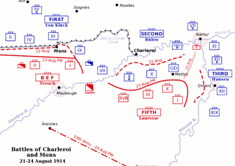 Battles Of Charleroi And Mons Map