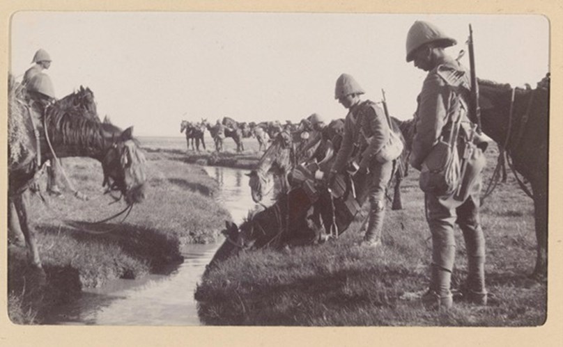 Mounted Infantry Watering Their Horses, South Africa, 1901