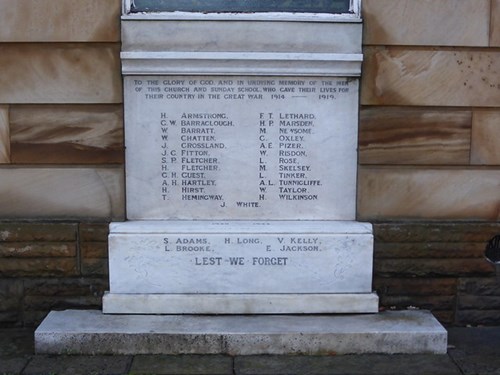 He Memorial Outside Dewsbury Central Methodist Church Listing Harold Hirst