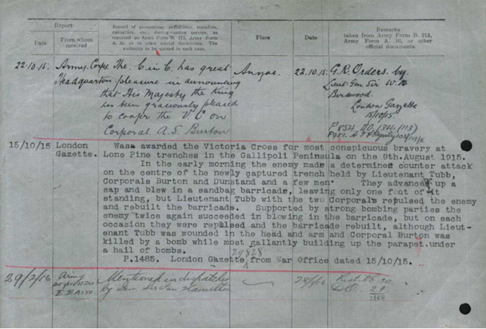 Alexander Burton Extract From Service Record