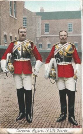 A Coloured Pre War Post Card Showing Two Corporal Majors